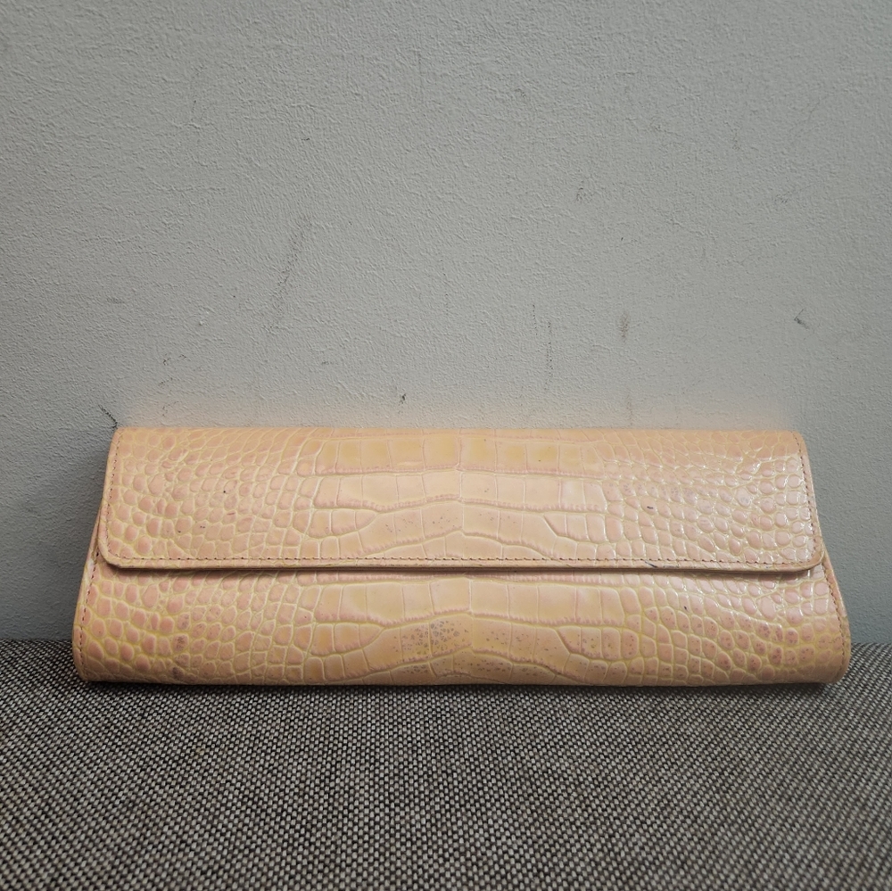 Abas Croc Leather Clutch Bag. See photos for Minor Discoloration